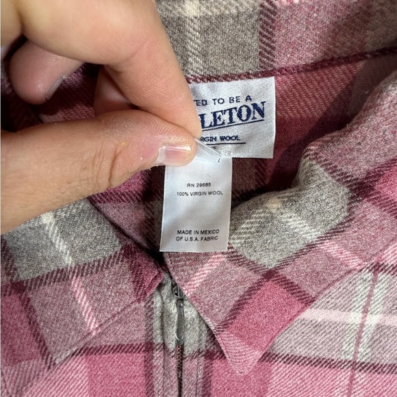 Pendleton 100% Wool Women's Size M Vintage Pink and Gray Plaid Full Zip Coat - Picture 4 of 7